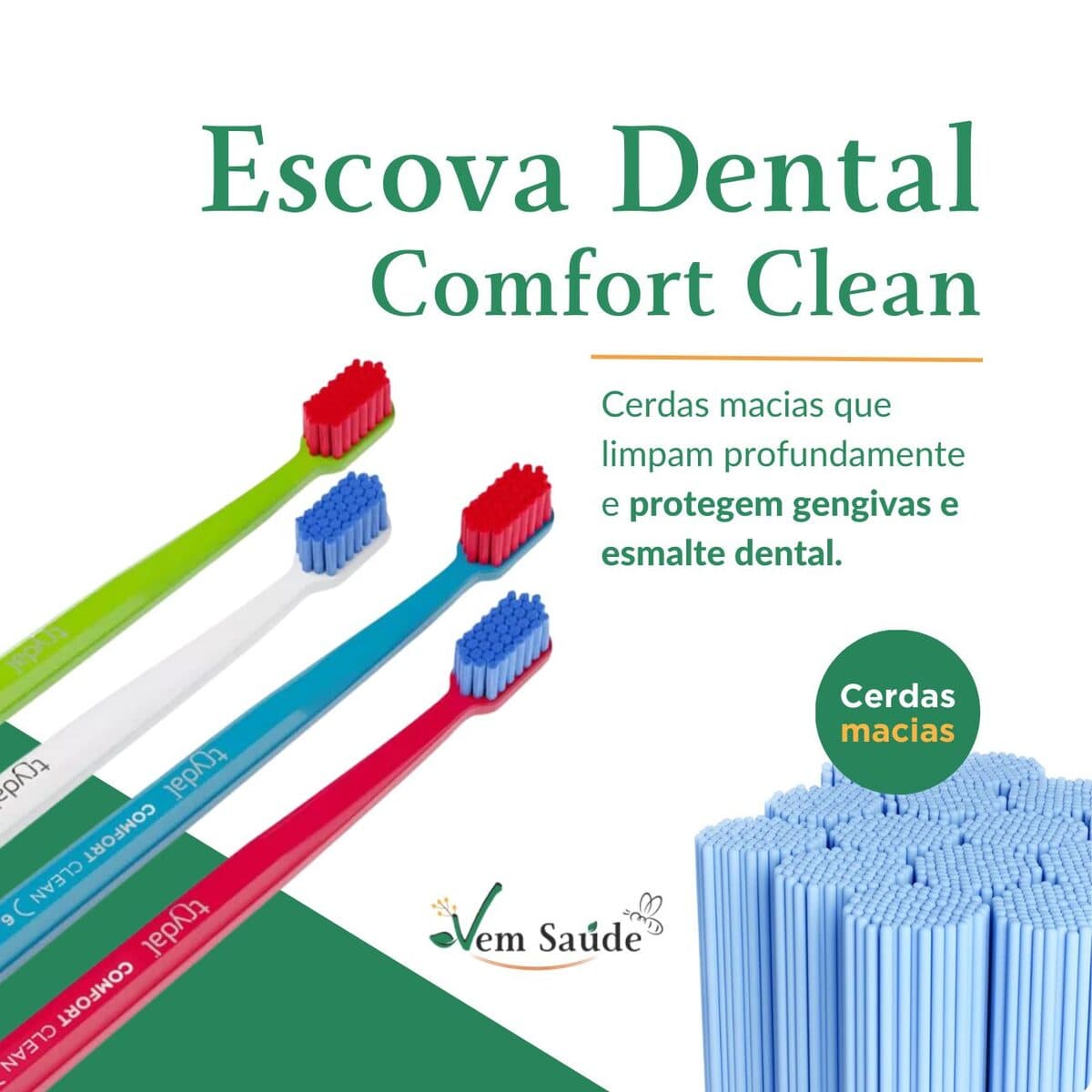 Experimente uma limpeza superior com a escova dental comfort clean Trydal!
